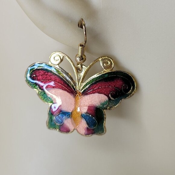 Enamel Butterfly Earrings Colorful Butterfly Earrings - Picture 4 of 12